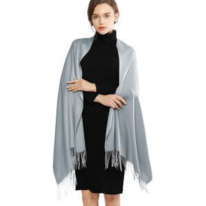 ⚡Women Dull Blue Pashmina Shawls Evening Dress Bridesmaid Winter Warm Long Scarf